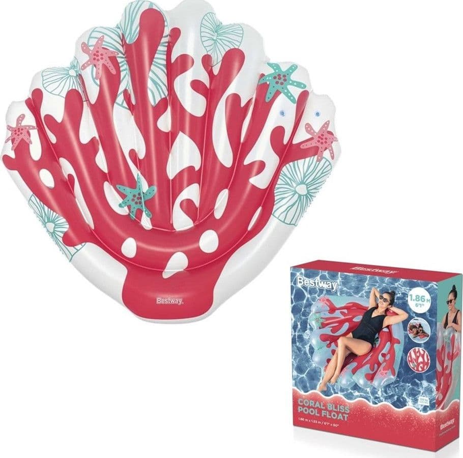 MATERASSINO GONFIABILE GALLEGGIANTE DESIGN CORALLO ROSSO PISCINA LAGO ESTATE 43724 - 2