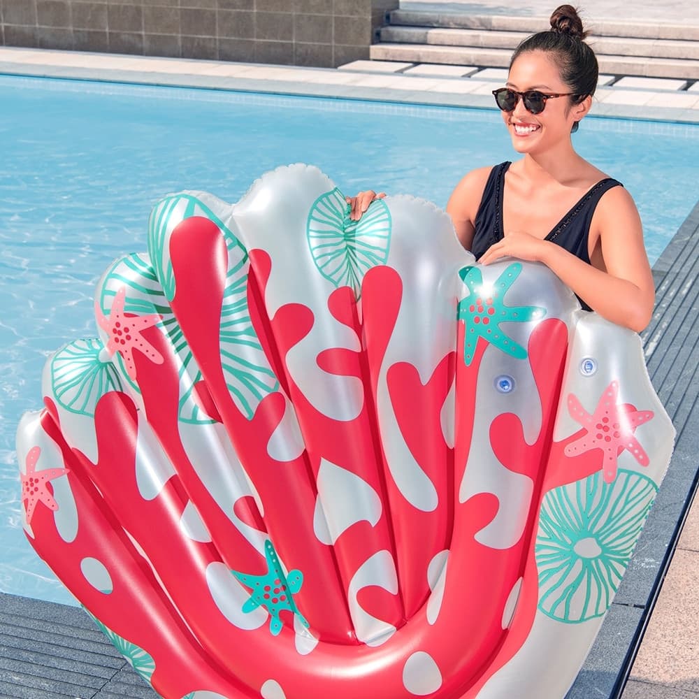 MATERASSINO GONFIABILE GALLEGGIANTE DESIGN CORALLO ROSSO PISCINA LAGO ESTATE 43724 - 4