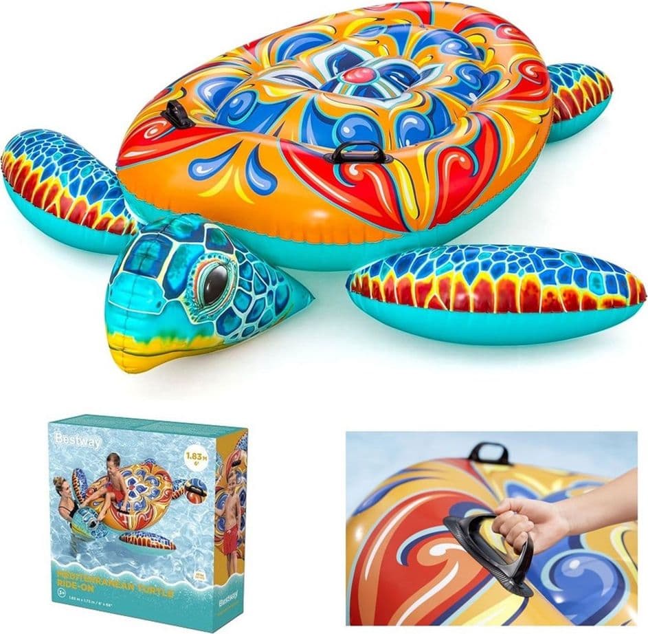 CAVALCABILE GONFIABILE PISCINA TARTARUGA MEDITERRANEA DESIGN MAIOLICHE CON MANIGLIE 41523 - 2