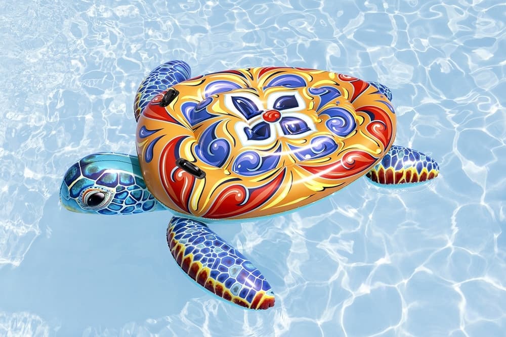 CAVALCABILE GONFIABILE PISCINA TARTARUGA MEDITERRANEA DESIGN MAIOLICHE CON MANIGLIE 41523 - 11