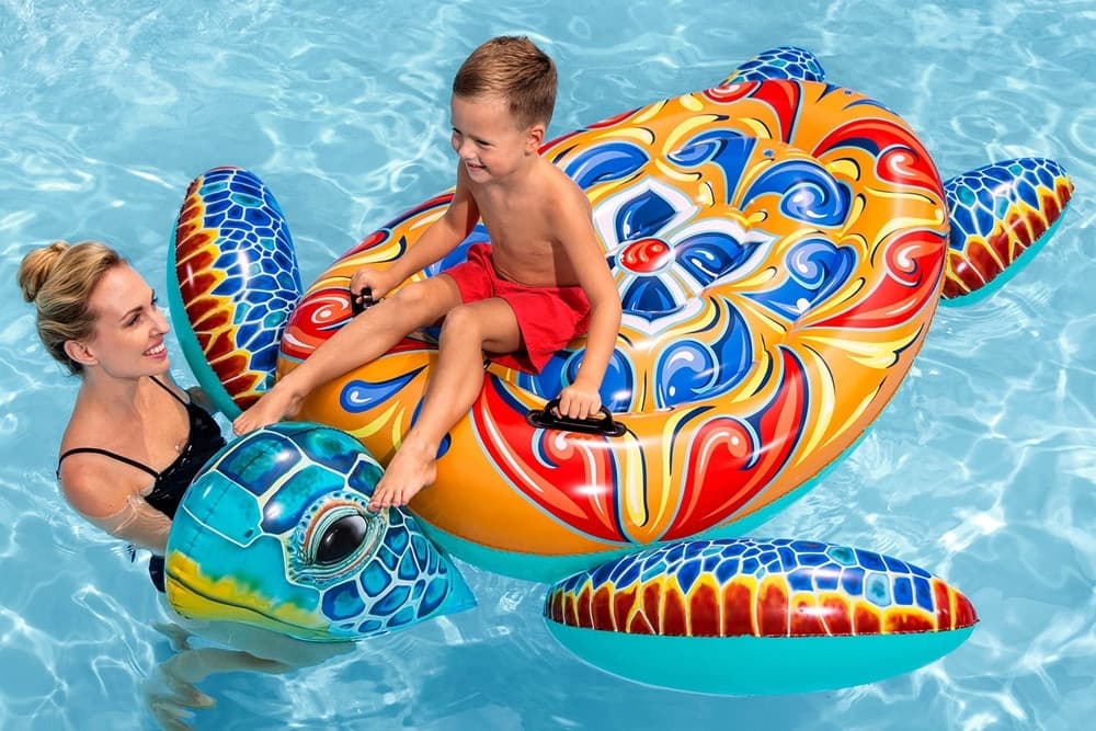 CAVALCABILE GONFIABILE PISCINA TARTARUGA MEDITERRANEA DESIGN MAIOLICHE CON MANIGLIE 41523 - 3