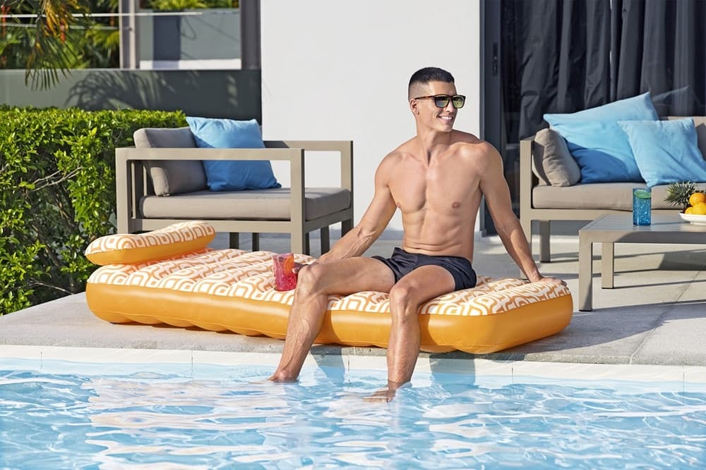 MATERASSO GONFIABILE CON SUPERFICIE IN VELLUTO PORTABICCHIERI PER PISCINA SPIAGGIA 43836 - 5