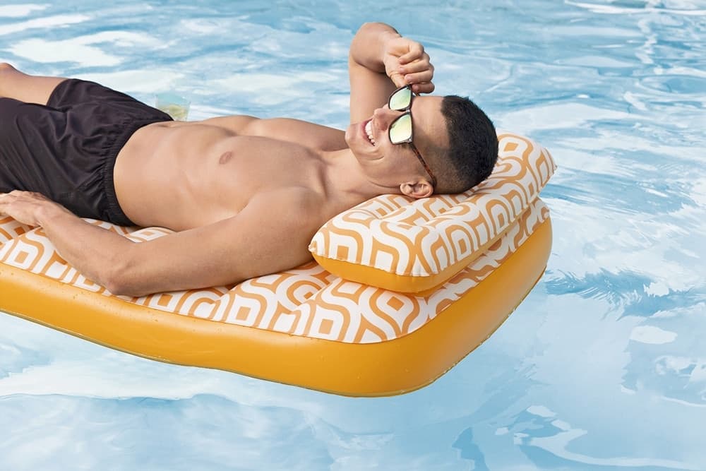 MATERASSO GONFIABILE CON SUPERFICIE IN VELLUTO PORTABICCHIERI PER PISCINA SPIAGGIA 43836 - 9