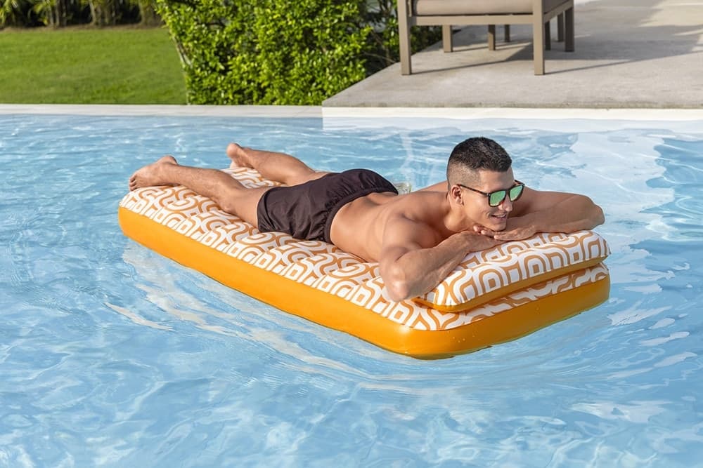 MATERASSO GONFIABILE CON SUPERFICIE IN VELLUTO PORTABICCHIERI PER PISCINA SPIAGGIA 43836 - 10