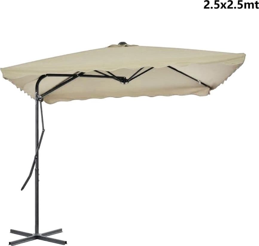 OMBRELLONE QUADRATO DA ESTERNO GIARDINO PALO DECENTRATO CON BASE BEIGE 2.5 X 2.5MT 425004 - 2