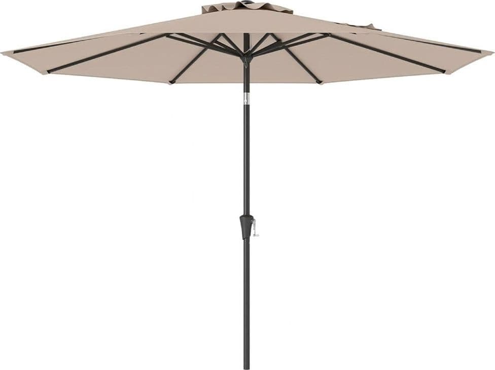 OMBRELLONE BEIGE OTTAGONALE CON PALO CENTRALE MANOVELLA 2X3MT DA GIARDINO PISCINA 531005 - 2