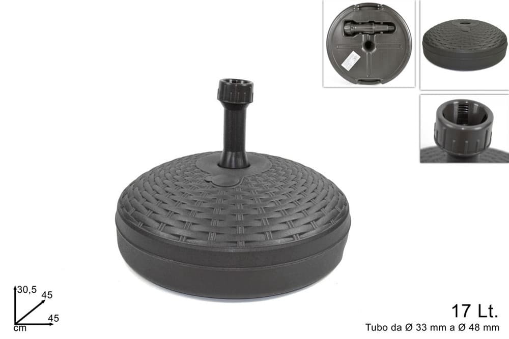 BASE PER OMBRELLONE EFFETTO MIDOLLINO Ø45XH30.5CM CAPACITÀ 17LT PER PALI DA Ø33 A Ø48MM - 8