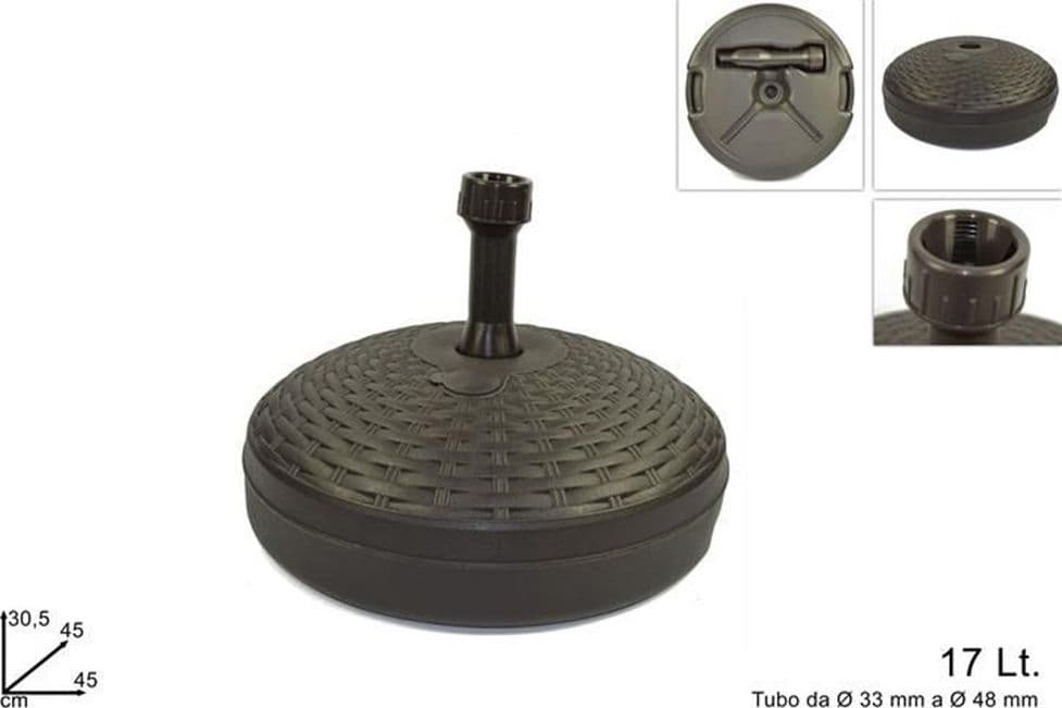 BASE PER OMBRELLONE EFFETTO MIDOLLINO Ø45XH30.5CM CAPACITÀ 17LT PER PALI DA Ø33 A Ø48MM - 3