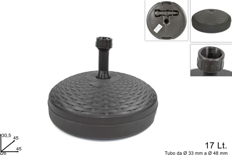BASE PER OMBRELLONE EFFETTO MIDOLLINO Ø45XH30.5CM CAPACITÀ 17LT PER PALI DA Ø33 A Ø48MM - 5