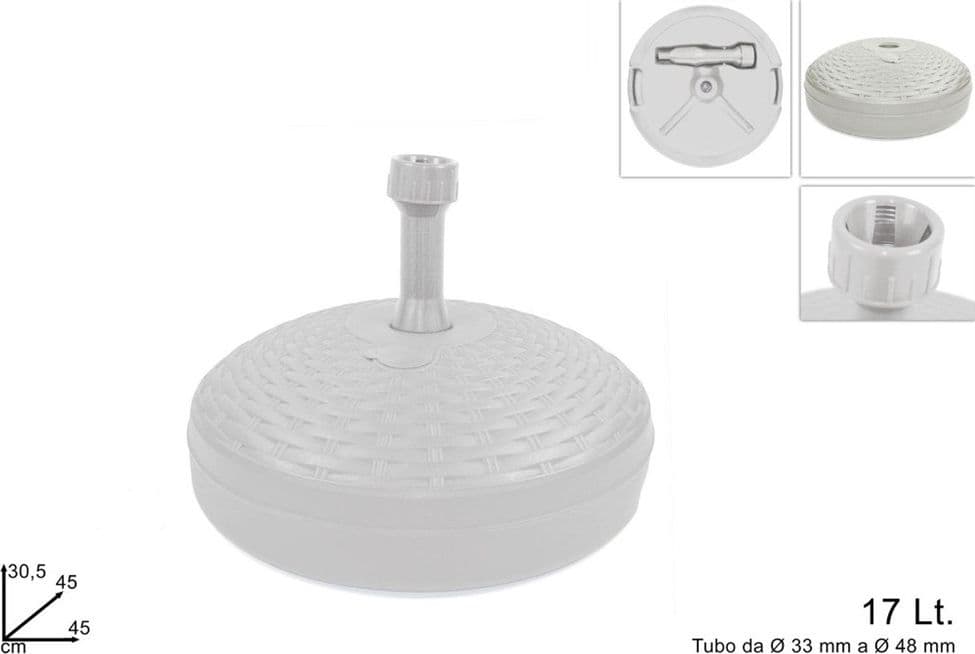 BASE PER OMBRELLONE EFFETTO MIDOLLINO Ø45XH30.5CM CAPACITÀ 17LT PER PALI DA Ø33 A Ø48MM - 7
