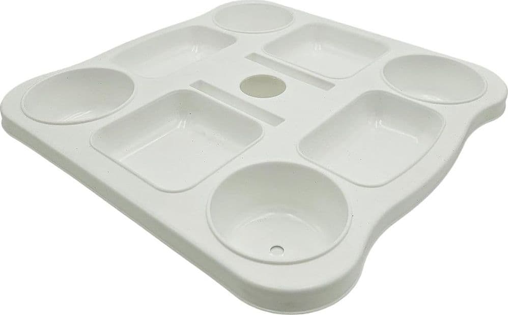TAVOLINO VASSOIO PER OMBRELLONE CON PORTABICCHIERI SCOMPARTI PORTA SNACK SMARTPHONE 670552A - 3