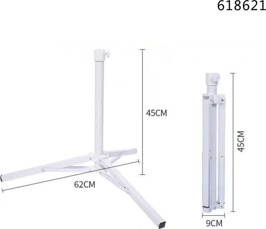 BASE PER OMBRELLONE DA ESTERNO SUPPORTO RICHIUDIBILE A 3 GAMBE BIANCO 45X62CM 618621 - 2