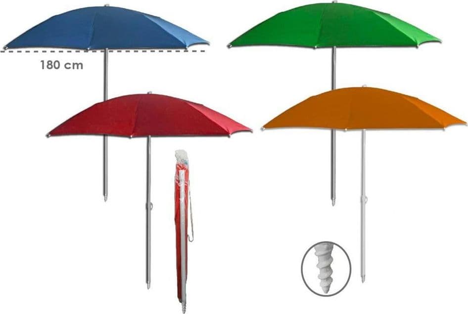 OMBRELLONE MARE SPIAGGIA 180CM PALO CON TRIVELLA IN TINTA UNITA TNT 70GR. CON SACCA 253011 - 2