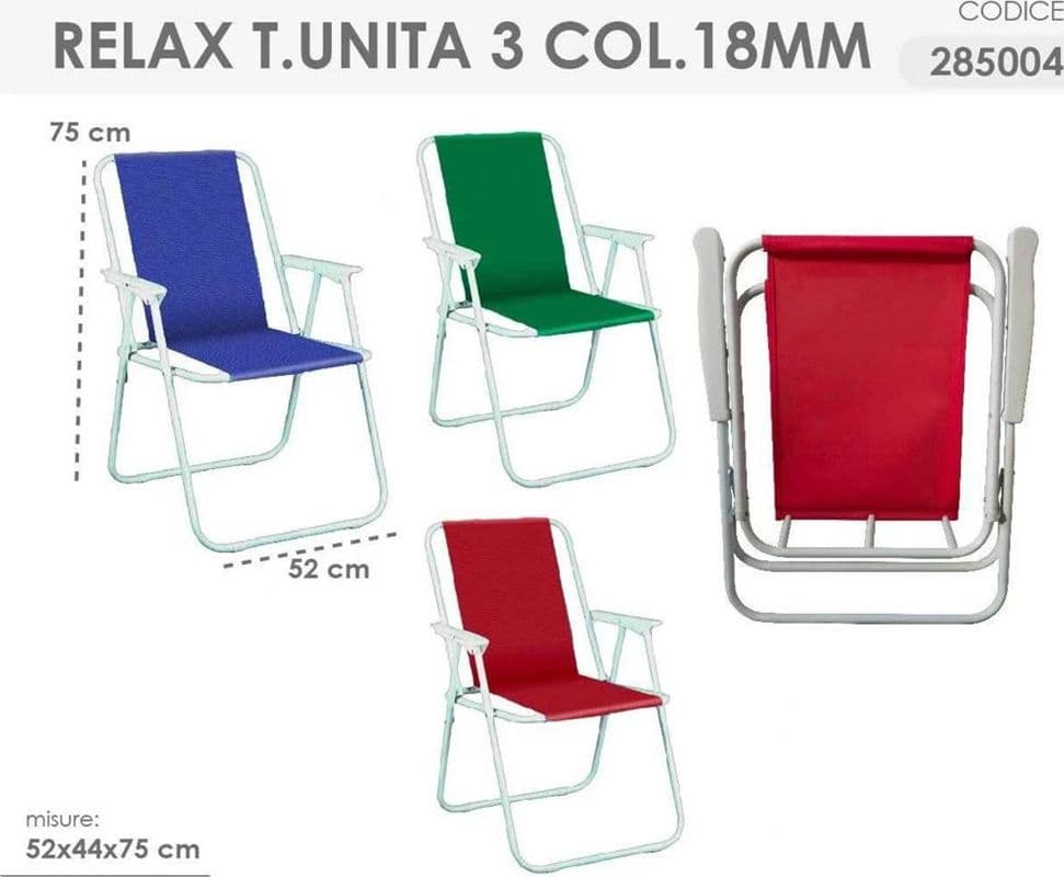 SEDIA RELAX SPIAGGINA MARE GIARDINO IN ACCIAIO PIEGHEVOLE CAMPEGGIO TINTA UNITA 285004 - 2