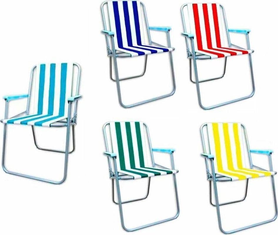 SEDIA GIARDINO RELAX BASSA PIEGHEVOLE IN FERRO TESSUTO OXFORD DECORO RIGHE 5 COLORI 285005