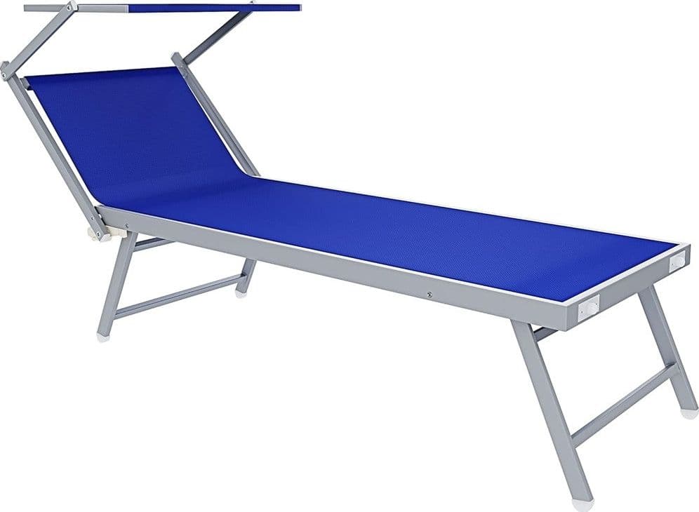 LETTINO PIEGHEVOLE PRENDISOLE IN ALLUMINIO TEXTILENE CON PARASOLE ORIENTABILE 186X61X38CM - 2