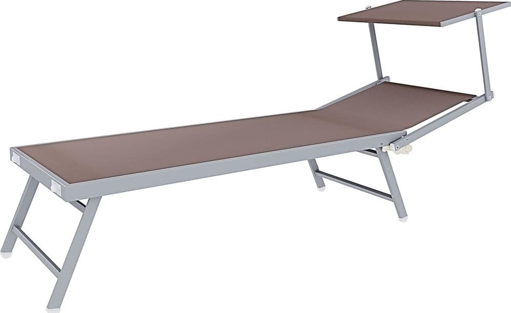 LETTINO PIEGHEVOLE PRENDISOLE IN ALLUMINIO TEXTILENE CON PARASOLE ORIENTABILE 186X61X38CM - 15