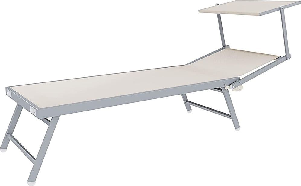 LETTINO PIEGHEVOLE PRENDISOLE IN ALLUMINIO TEXTILENE CON PARASOLE ORIENTABILE 186X61X38CM - 20