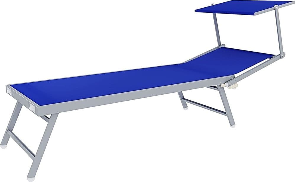 LETTINO PIEGHEVOLE PRENDISOLE IN ALLUMINIO TEXTILENE CON PARASOLE ORIENTABILE 186X61X38CM - 4