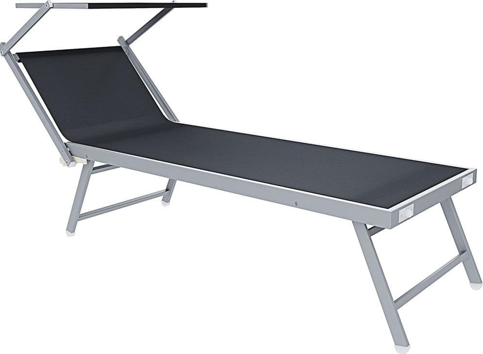 LETTINO PIEGHEVOLE PRENDISOLE IN ALLUMINIO TEXTILENE CON PARASOLE ORIENTABILE 186X61X38CM - 7