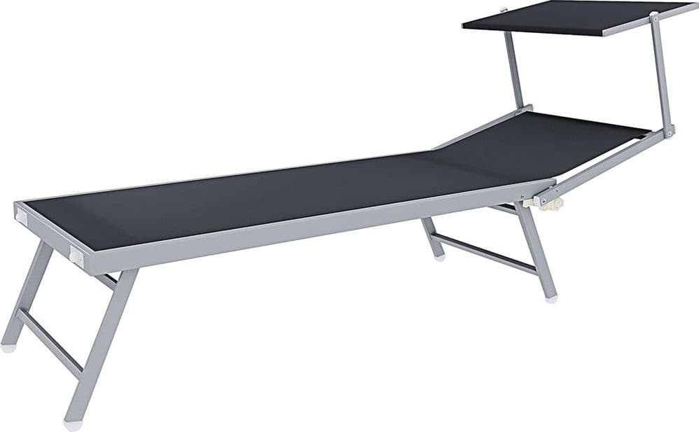 LETTINO PIEGHEVOLE PRENDISOLE IN ALLUMINIO TEXTILENE CON PARASOLE ORIENTABILE 186X61X38CM - 10
