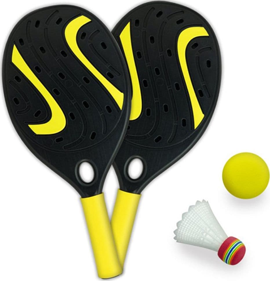 SET DI 2 RACCHETTE PADEL CON PALLINA VOLANO PER BEACH TENNIS BADMINTON 2 COLORI 674239A - 3