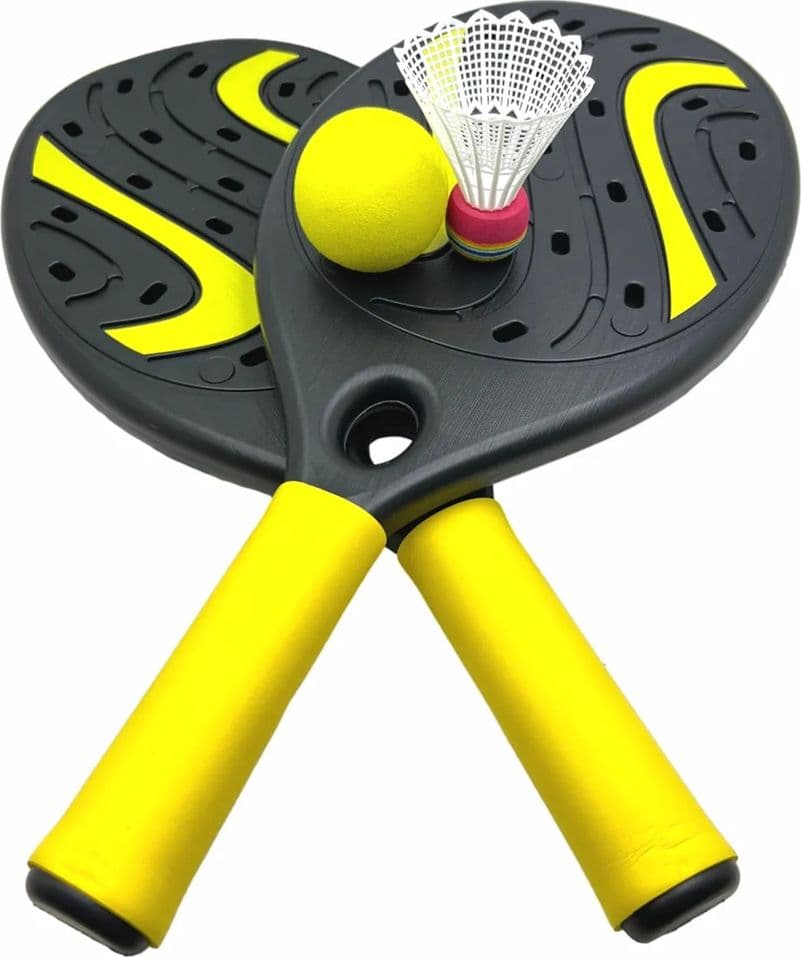 SET DI 2 RACCHETTE PADEL CON PALLINA VOLANO PER BEACH TENNIS BADMINTON 2 COLORI 674239A - 5