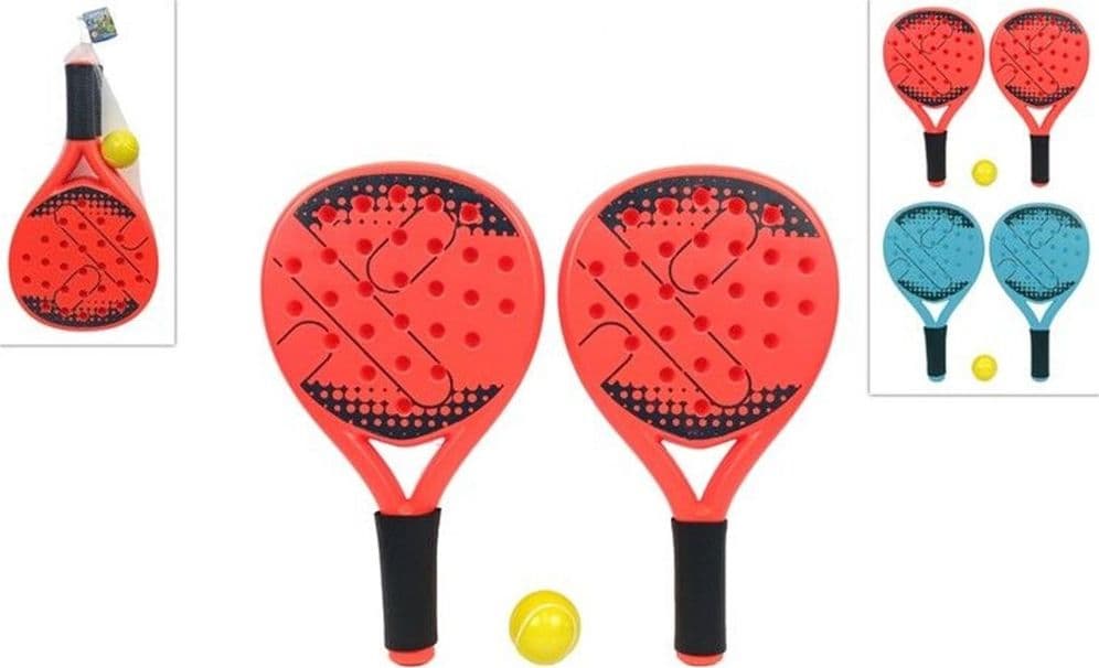 SET 2PZ RACCHETTA DA PADEL CON PALLINA IN PLASTICA PER SPIAGGIA PISCINA GIARDINO 662205A - 2
