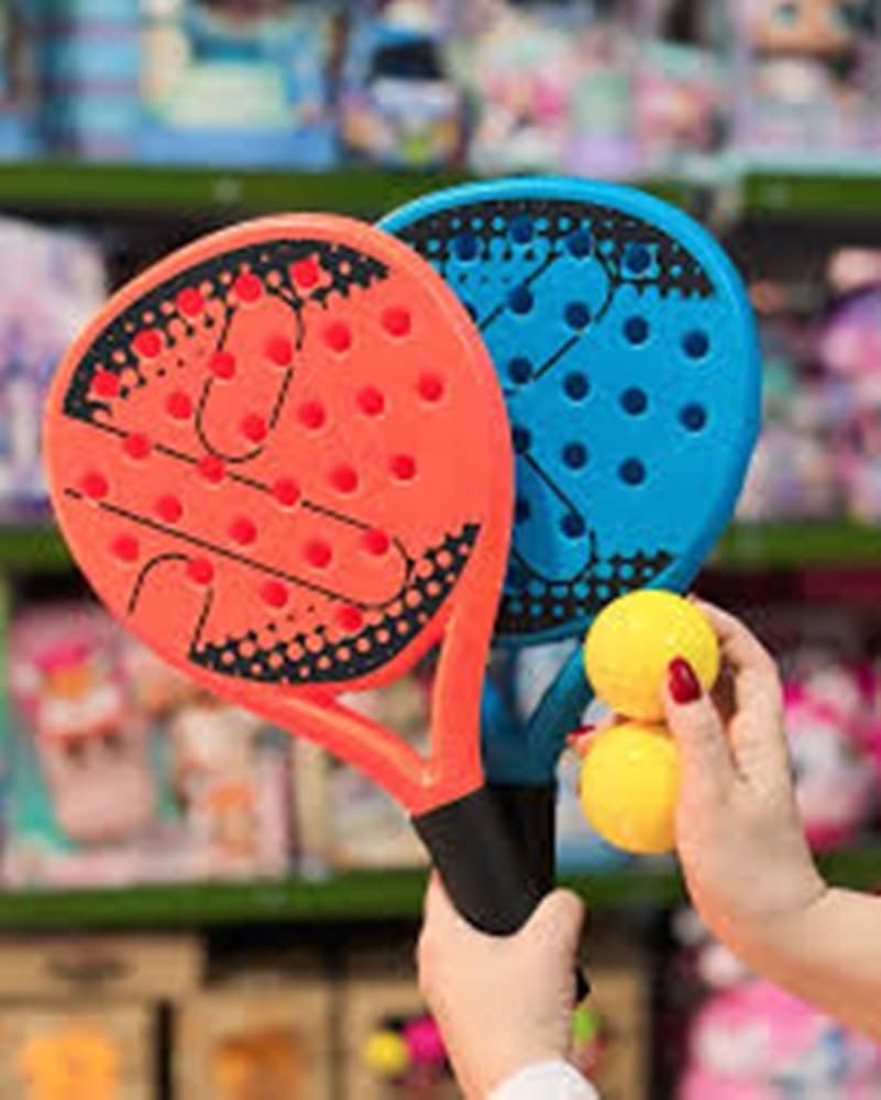 SET 2PZ RACCHETTA DA PADEL CON PALLINA IN PLASTICA PER SPIAGGIA PISCINA GIARDINO 662205A - 3