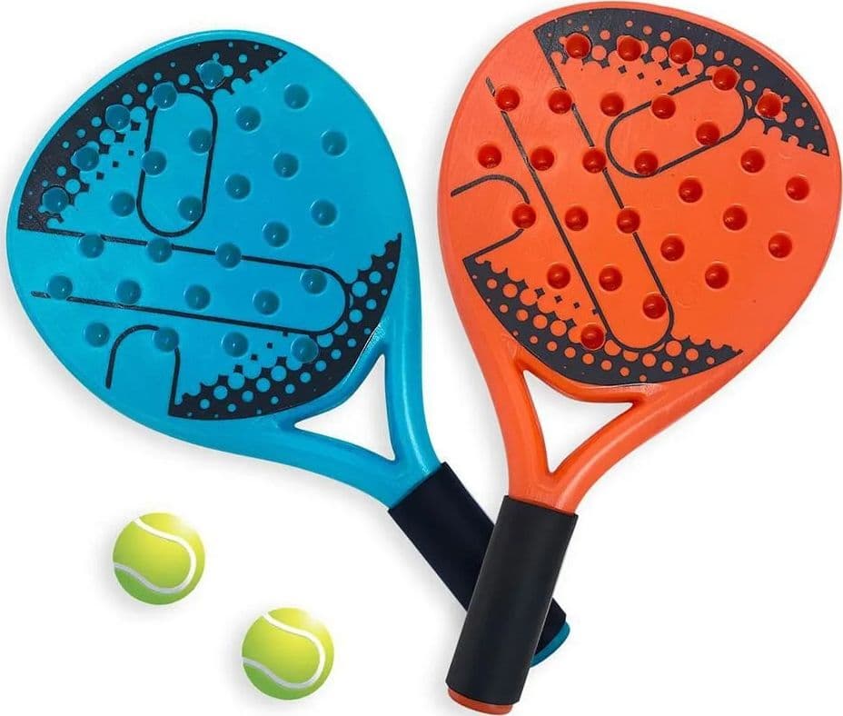 SET 2PZ RACCHETTA DA PADEL CON PALLINA IN PLASTICA PER SPIAGGIA PISCINA GIARDINO 662205A - 4