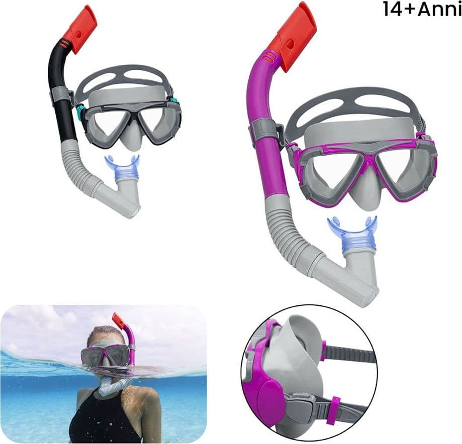 SET DA SNORKELING MASCHERA CON BOCCAGLIO PER ADULTI RAGAZZI DOMINATOR 14+ ANNI 24029 - 2