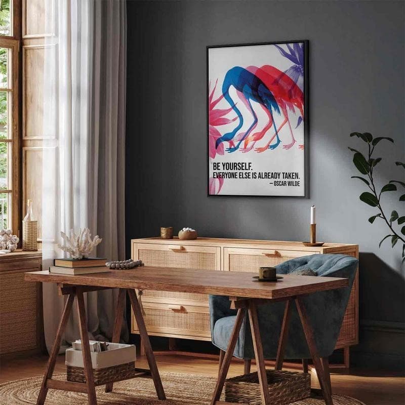 Quadro - Colorful Flamingos - Inspirational Quote with Colorful Bird Silhouettes - 12