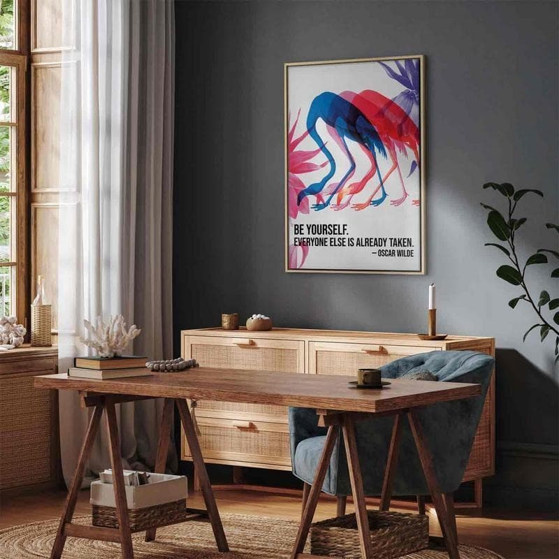 Quadro - Colorful Flamingos - Inspirational Quote with Colorful Bird Silhouettes - 13