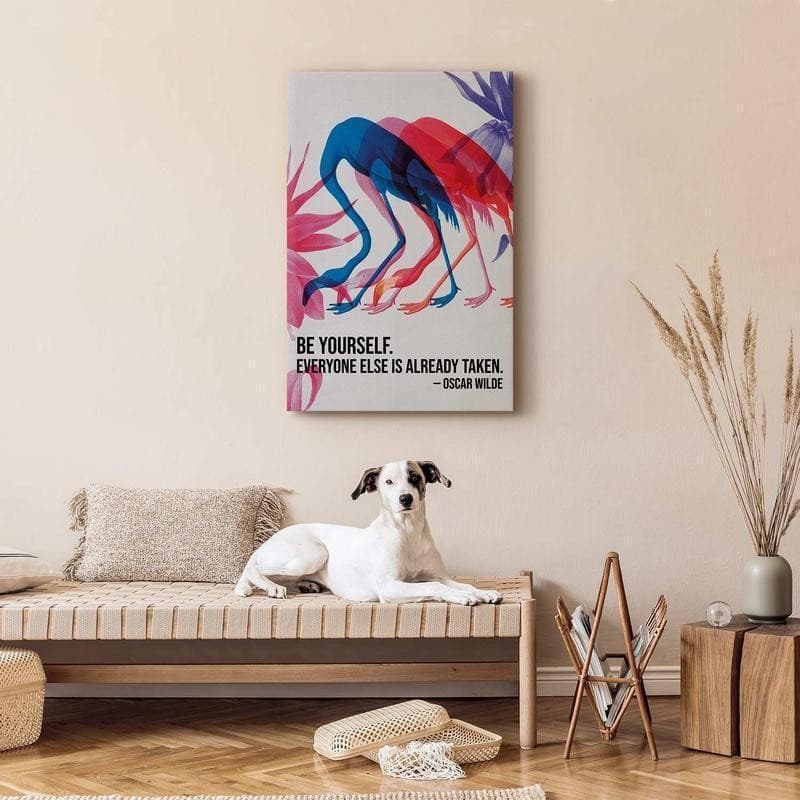 Quadro - Colorful Flamingos - Inspirational Quote with Colorful Bird Silhouettes - 5