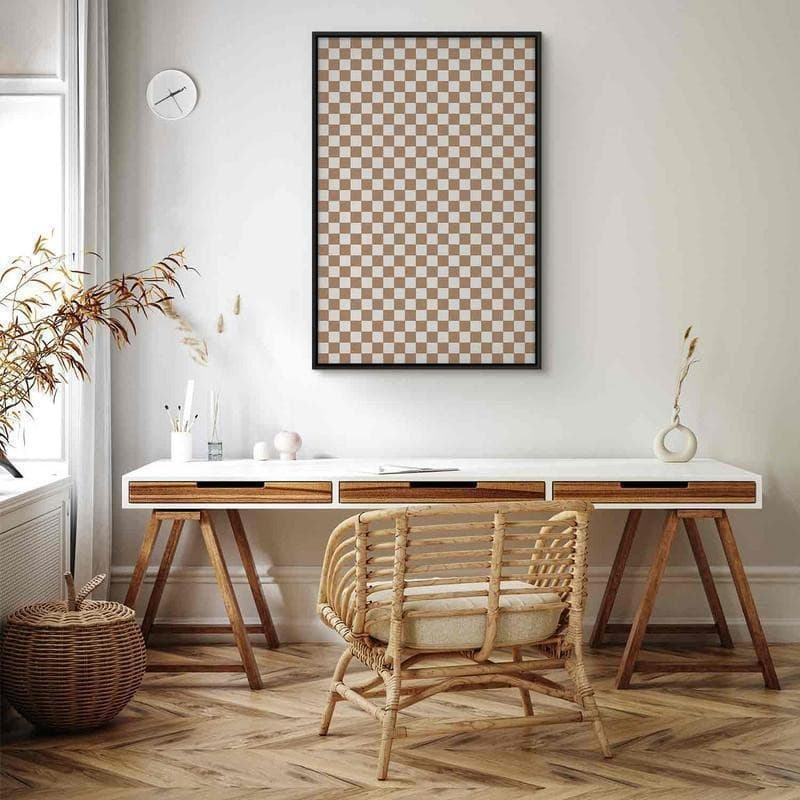 Quadro - Checkerboard Pattern - Brown-White Grid with a Subtle Noise - 12