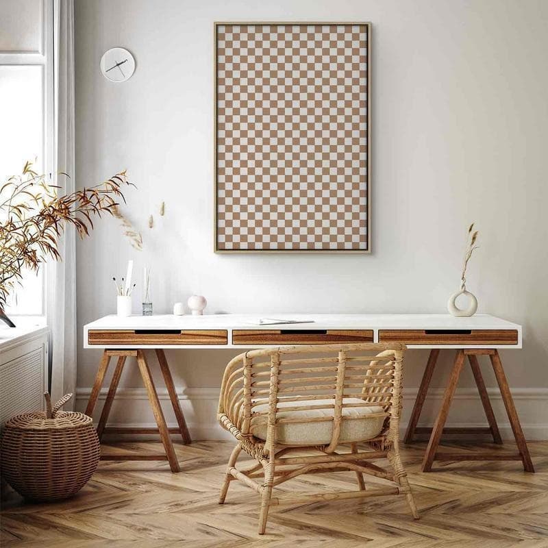 Quadro - Checkerboard Pattern - Brown-White Grid with a Subtle Noise - 13