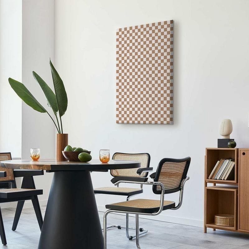 Quadro - Checkerboard Pattern - Brown-White Grid with a Subtle Noise - 5