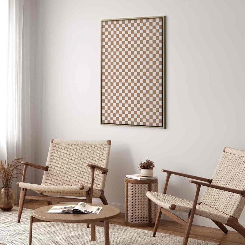 Quadro - Checkerboard Pattern - Brown-White Grid with a Subtle Noise - 6