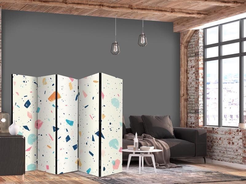 Paravento - Terrazzo with Multicolored - Large Elements - Cheerful Pattern on a Light Background - 2