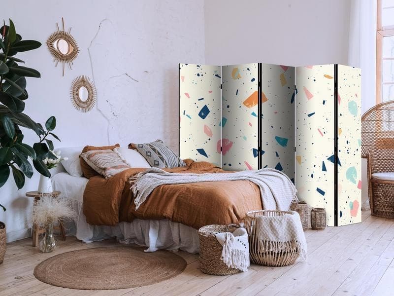 Paravento - Terrazzo with Multicolored - Large Elements - Cheerful Pattern on a Light Background - 3