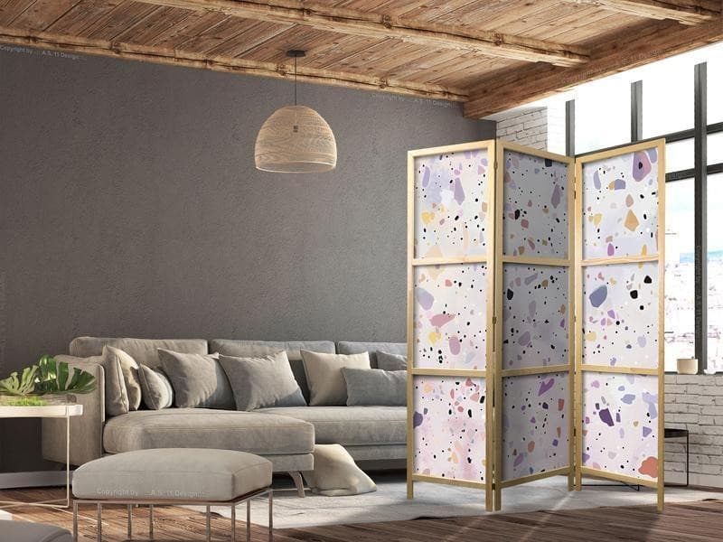 Paravento giapponese - Confetti-Style Terrazzo - Purple-Pink - Colorful Pattern - 3