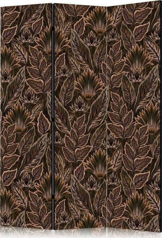 Paravento - Dense Vegetation - Botanical Patterns in Illustrative Style Brown