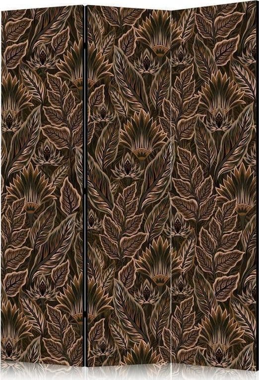 Paravento - Dense Vegetation - Botanical Patterns in Illustrative Style Brown
