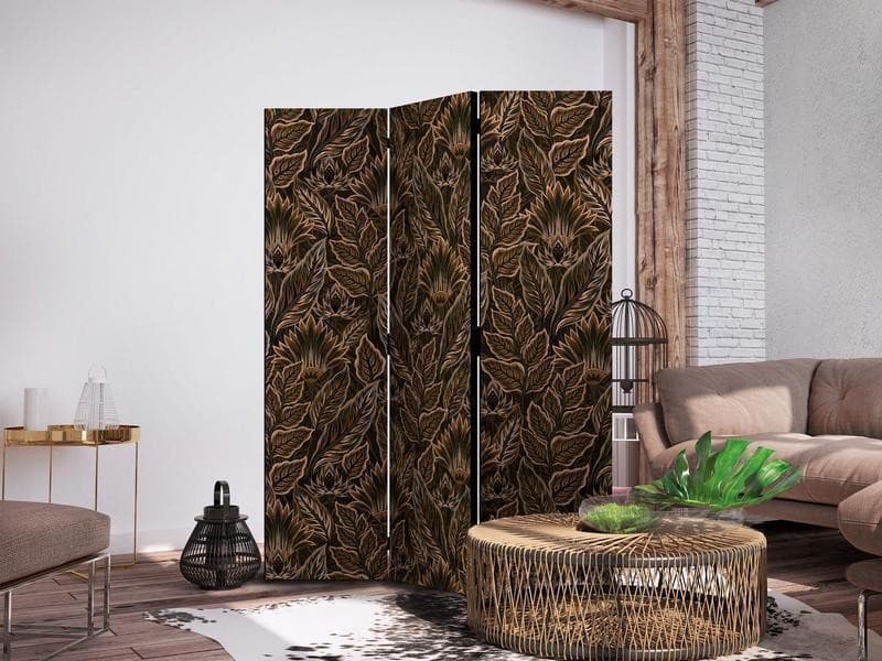 Paravento - Dense Vegetation - Botanical Patterns in Illustrative Style Brown - 3