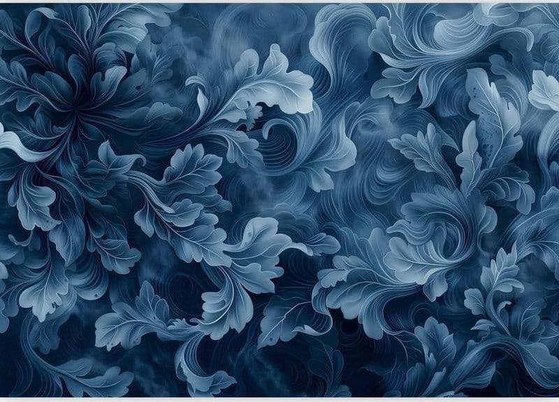 Carta da parati - Abstract Ornaments: Dark Blue Victorian Leaves - 3