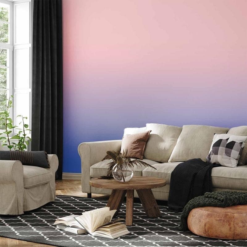 Carta da parati - Pink Dawn - Gradient Background from Pink to Cool Blue - 11