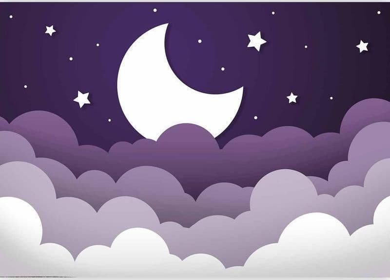 Carta da parati - Moon dream - clouds in a purple sky with stars for children - 5