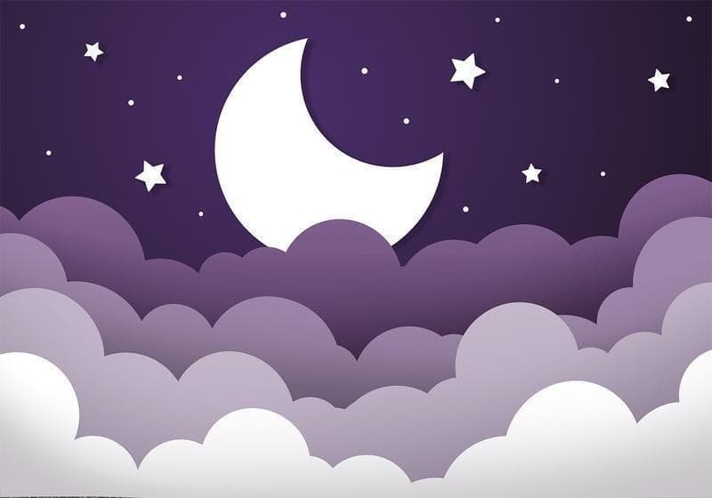 Carta da parati - Moon dream - clouds in a purple sky with stars for children - 6