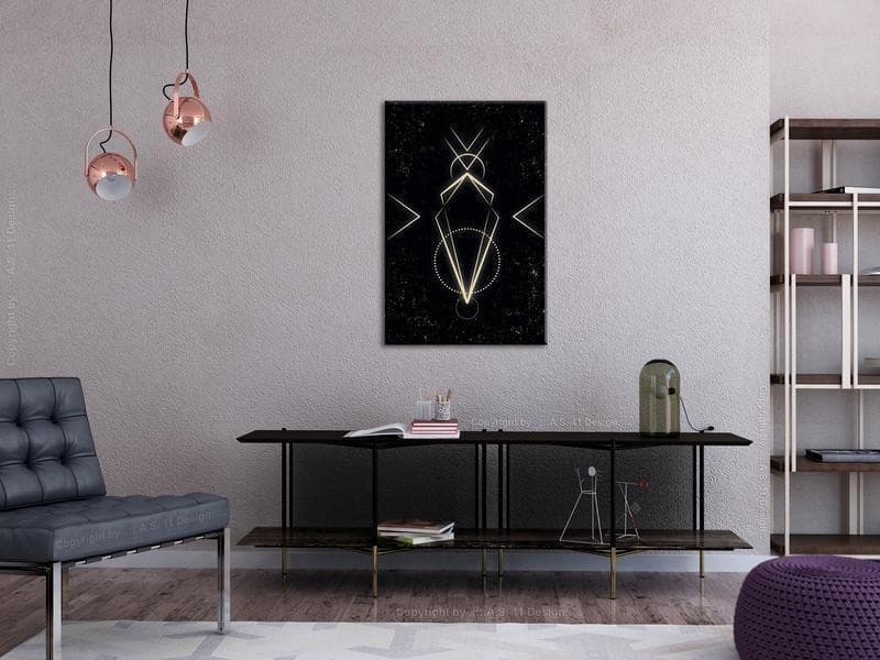 Quadro - Symmetry of Shapes (1-part) - Graphic Motif in Black Shade - 2