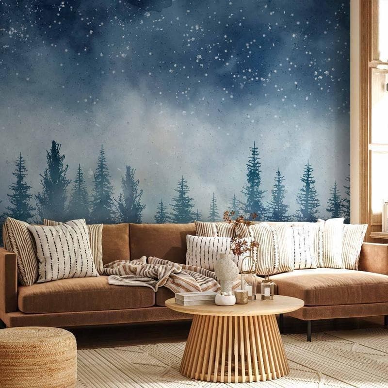 Carta da parati - Night landscape - landscape of a misty forest at night with a starry sky - 13